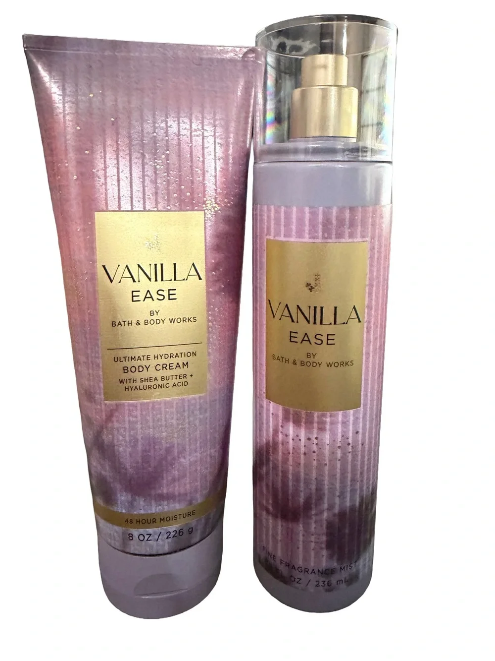 Bath & Body Works Vanilla Ease Pink & Gold Body Cream and Fragrance Mist